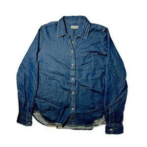 NWOT Thread and supply Small Distressed Dark Denim Shirt